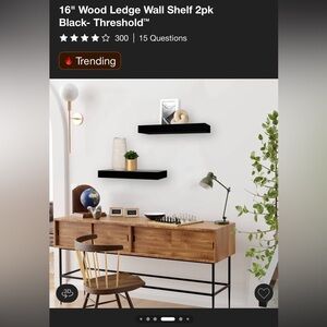 16" Wood Ledge Wall Shelf 2pk
Black- Threshold™